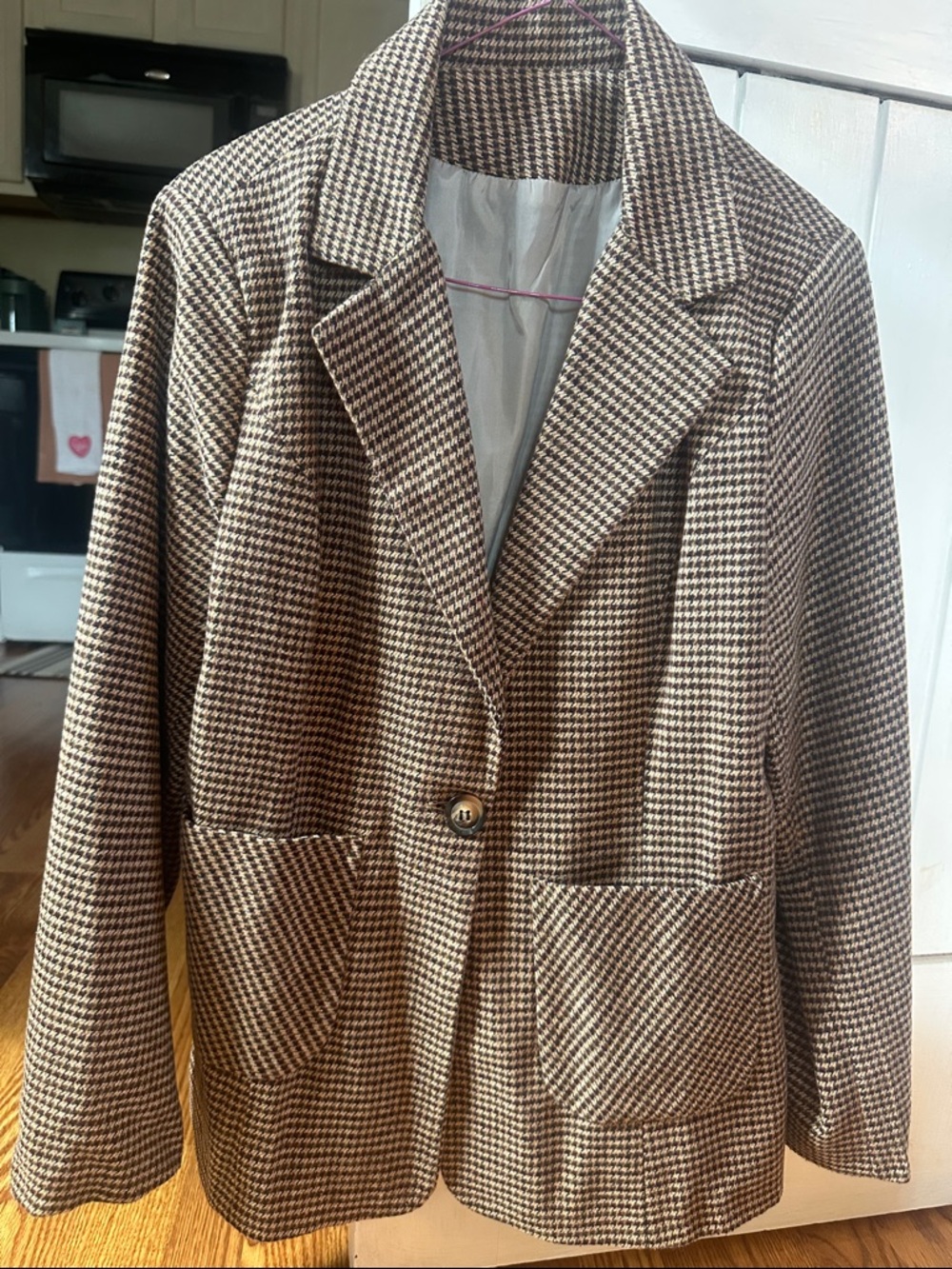 Women’s Brown Houndstooth Blazer Jacket